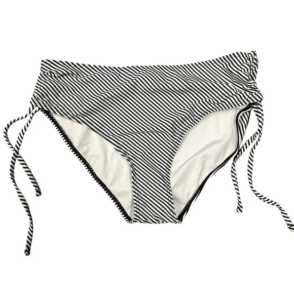 NWT‎ Tempt Me Womens Medium black & white striped bikini bottom with side ties - Picture 1 of 5